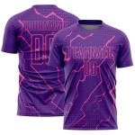 Aangepast paars roze bliksem sublimatie voetbaltenue shirt Aangepast paars roze bliksem sublimatie voetbaltenue shirt