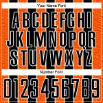 Aangepast zwart oranje-wit gesublimeerd voetbaltenue-shirt Aangepast zwart oranje-wit gesublimeerd voetbaltenue-shirt
