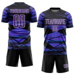 Aangepast zwart paars-wit gesublimeerd voetbaltenue-shirt Aangepast zwart paars-wit gesublimeerd voetbaltenue-shirt