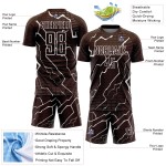 Aangepast bruin-wit bliksem sublimatie voetbaltenue shirt Aangepast bruin-wit bliksem sublimatie voetbaltenue shirt