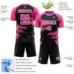Aangepast roze zwart-wit sublimatie voetbaltenue shirt Aangepast roze zwart-wit sublimatie voetbaltenue shirt