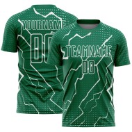 Aangepast Kelly Green White Lightning Sublimatie Voetbaltenue Jersey