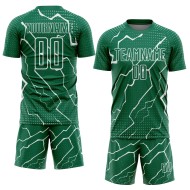 Aangepast Kelly Green White Lightning Sublimatie Voetbaltenue Jersey