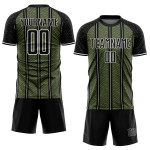 Aangepast zwart olijfwit gesublimeerd voetbaltenue-shirt Aangepast zwart olijfwit gesublimeerd voetbaltenue-shirt
