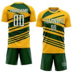 Aangepast goud-wit-groen sublimatie voetbaltenue-shirt Aangepast goud-wit-groen sublimatie voetbaltenue-shirt