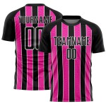 Aangepast zwart roze-wit gesublimeerd voetbaltenue-shirt Aangepast zwart roze-wit gesublimeerd voetbaltenue-shirt