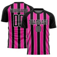Aangepast zwart roze-wit gesublimeerd voetbaltenue-shirt