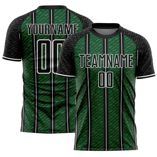 Aangepast zwart-groen-wit gesublimeerd voetbaltenue-shirt Aangepast zwart-groen-wit gesublimeerd voetbaltenue-shirt