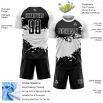 Aangepast zwart-wit sublimatie voetbaltenue-shirt Aangepast zwart-wit sublimatie voetbaltenue-shirt