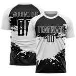 Aangepast zwart-wit sublimatie voetbaltenue-shirt Aangepast zwart-wit sublimatie voetbaltenue-shirt
