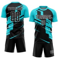 Op maat gemaakt Black Lakes blauw-wit sublimatie voetbaltenue shirt Op maat gemaakt Black Lakes blauw-wit sublimatie voetbaltenue shirt