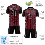 Aangepast zwart karmozijnrood-wit voetbalshirt met sublimatielijn Aangepast zwart karmozijnrood-wit voetbalshirt met sublimatielijn