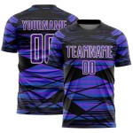 Aangepast zwart paars-wit gesublimeerd voetbaltenue-shirt Aangepast zwart paars-wit gesublimeerd voetbaltenue-shirt