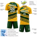 Aangepast goud-wit-groen sublimatie voetbaltenue-shirt Aangepast goud-wit-groen sublimatie voetbaltenue-shirt