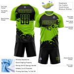 Aangepast zwart neongroen sublimatie voetbaltenue-shirt Aangepast zwart neongroen sublimatie voetbaltenue-shirt