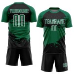 Aangepast zwart Kelly Groen-wit Splash Sublimatie Voetbaltenue Jersey Aangepast zwart Kelly Groen-wit Splash Sublimatie Voetbaltenue Jersey