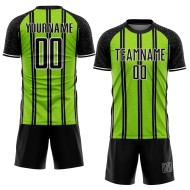 Custom Black Neon Green-White Line Sublimation Soccer Uniform Jersey Custom Black Neon Green-White Line Sublimation Soccer Uniform Jersey