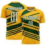 Aangepast goud-wit-groen sublimatie voetbaltenue-shirt Aangepast goud-wit-groen sublimatie voetbaltenue-shirt