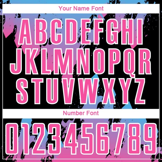 Aangepast roze hemelsblauw-zwart spatten sublimatie voetbaltenue shirt Aangepast roze hemelsblauw-zwart spatten sublimatie voetbaltenue shirt