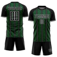Custom Black Green-White Line Sublimation Soccer Uniform Jersey Custom Black Green-White Line Sublimation Soccer Uniform Jersey