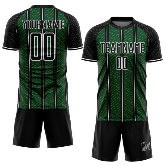 Aangepast zwart-groen-wit gesublimeerd voetbaltenue-shirt Aangepast zwart-groen-wit gesublimeerd voetbaltenue-shirt