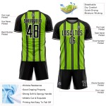 Aangepast zwart neon groen-wit gesublimeerd voetbaltenue-shirt Aangepast zwart neon groen-wit gesublimeerd voetbaltenue-shirt