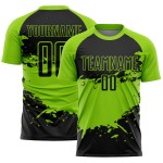 Aangepast zwart neongroen sublimatie voetbaltenue-shirt Aangepast zwart neongroen sublimatie voetbaltenue-shirt