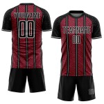 Aangepast zwart karmozijnrood-wit voetbalshirt met sublimatielijn Aangepast zwart karmozijnrood-wit voetbalshirt met sublimatielijn