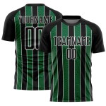 Aangepast zwart Kelly Groen-Wit Lijn Sublimatie Voetbaltenue Jersey Aangepast zwart Kelly Groen-Wit Lijn Sublimatie Voetbaltenue Jersey
