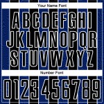 Aangepast zwart koninklijk-wit voetbaltenue sublimatieshirt Aangepast zwart koninklijk-wit voetbaltenue sublimatieshirt