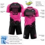 Aangepast zwart roze-wit sublimatie voetbaltenue shirt Aangepast zwart roze-wit sublimatie voetbaltenue shirt