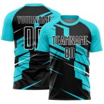 Op maat gemaakt Black Lakes blauw-wit sublimatie voetbaltenue shirt Op maat gemaakt Black Lakes blauw-wit sublimatie voetbaltenue shirt