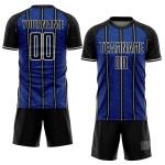 Aangepast zwart koninklijk-wit voetbaltenue sublimatieshirt Aangepast zwart koninklijk-wit voetbaltenue sublimatieshirt